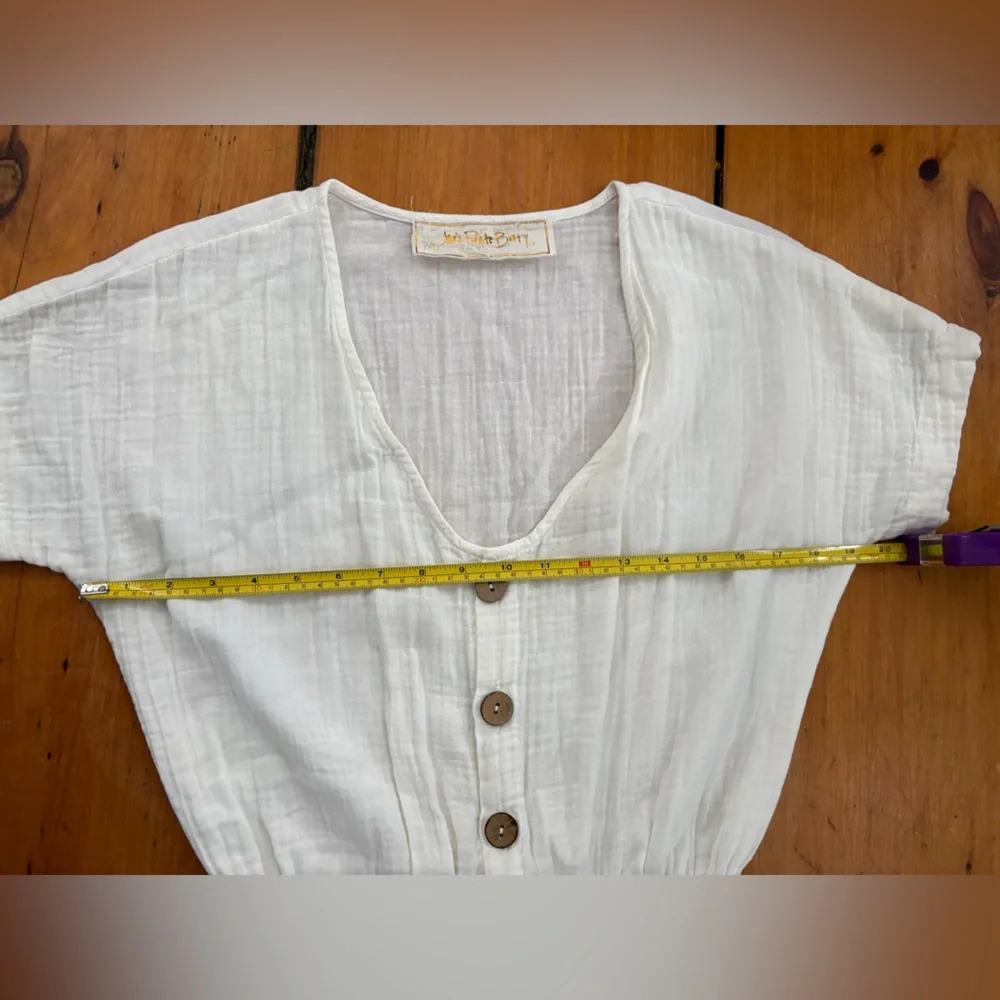 Jen’s Pirate Booty Free People Off-White Ivory Cotton Jumpsuit, Size Small (S) - Picture 8 of 10